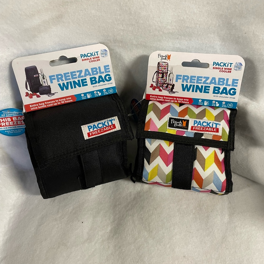 PackIt Freezable Wine Bags - Black and Multicolor